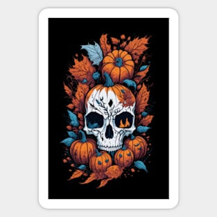 Autumn Pumpkin Skull - Halloween Sticker